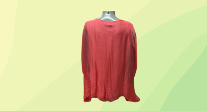 Wednesday Lulu Wynona Short Silk Blend V-Neck Top RRP $149.95 - One Size - Coral