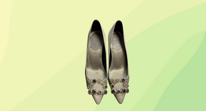 Roger Vivier Efflorescence Pumps in Satin - Size 35 - Silver