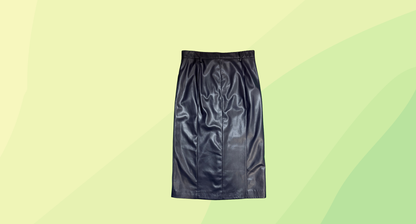 Country Road Faux Leather Column Skirt RRP $199 - Size 16 - Midnight Blue