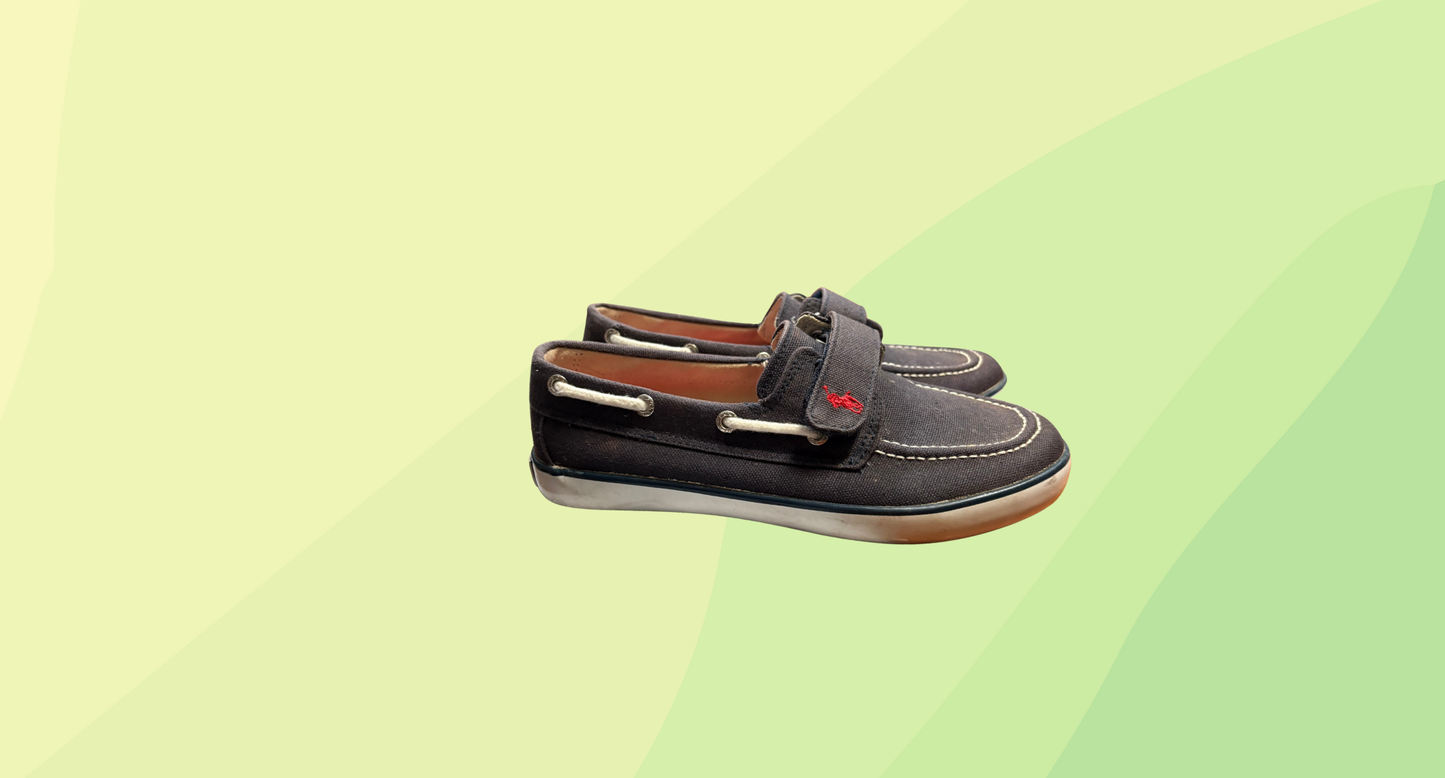 Polo Ralph Lauren Boys Velcro Sander Boat Shoe - US 2.5 - Navy