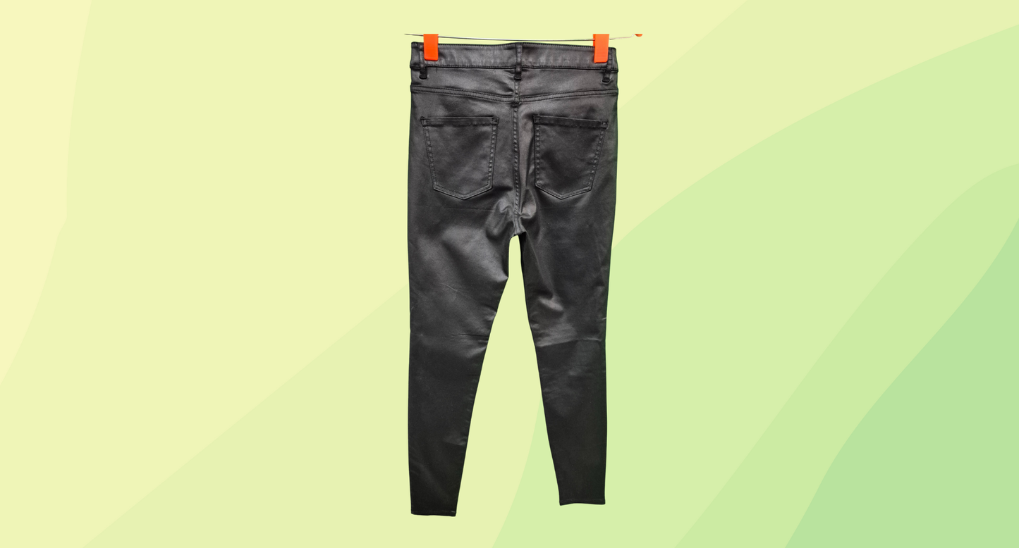 Witchery Wet Look Jeans - Size 9 - Black