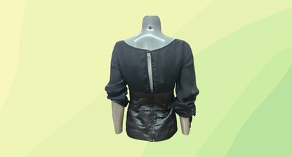 Queenspark Satin Pleat Blouse RRP $120 - Size 12 - Black