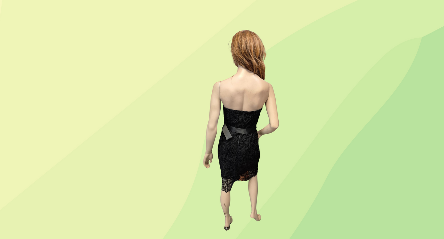 Portmans Lace Belted Strapless Dress RRP $149.95 - Size 10 - Black
