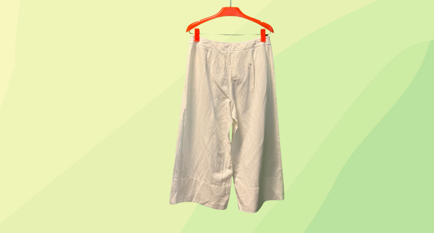 Veronika Maine Linen Wide Leg Cropped Pants - Size 10 - White