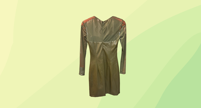 Meshki Kim PU Mesh Long Sleeve Mini Dress - XS - Khaki
