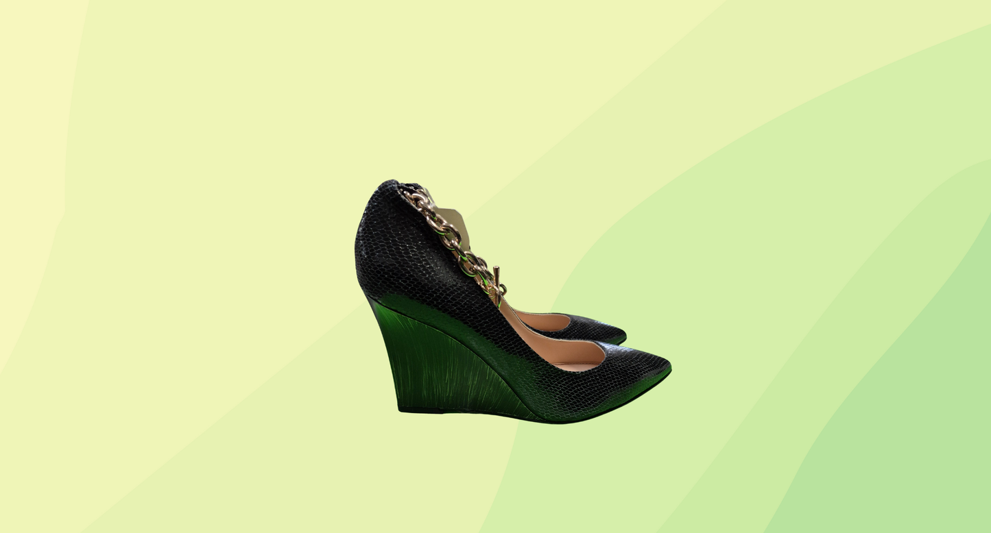 Beautiisoles Wedge - Size 7 - Black Snake