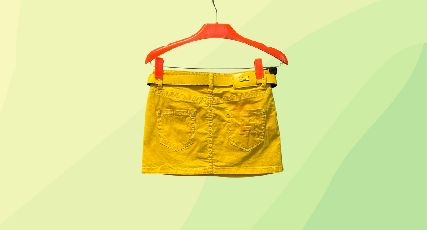 Hermes Belted Short Skirt - Size 29 - Yellow