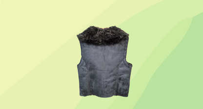 Chino Kids Fleece Lined Faux Suede Vest - Size 16 - Black