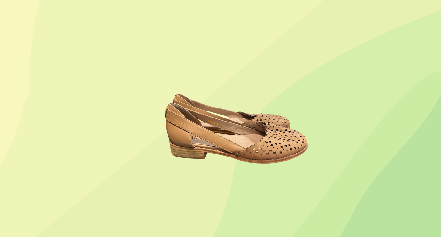 Midas Adriane Floral Flat Slip On RRP $75 - Size 39 - Latte