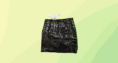 Alice+Olivia by Stacey Bendet Sequin Gathered Side Mini Skirt - Size 6 - Black
