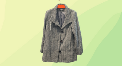 Soda Classic Australian Wool Blend Herringbone Jacket - Size 14 - Grey/White