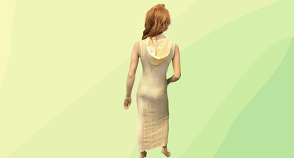 Venroy Cotton Hooded Cable Dress RRP $180 - S - Antique White