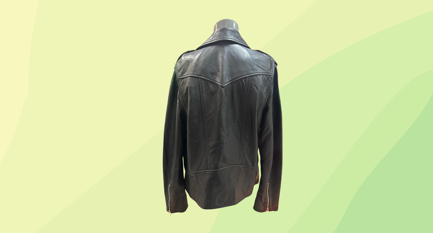 The Kooples Lamb Leather Jacket RRP $495 - M - Black