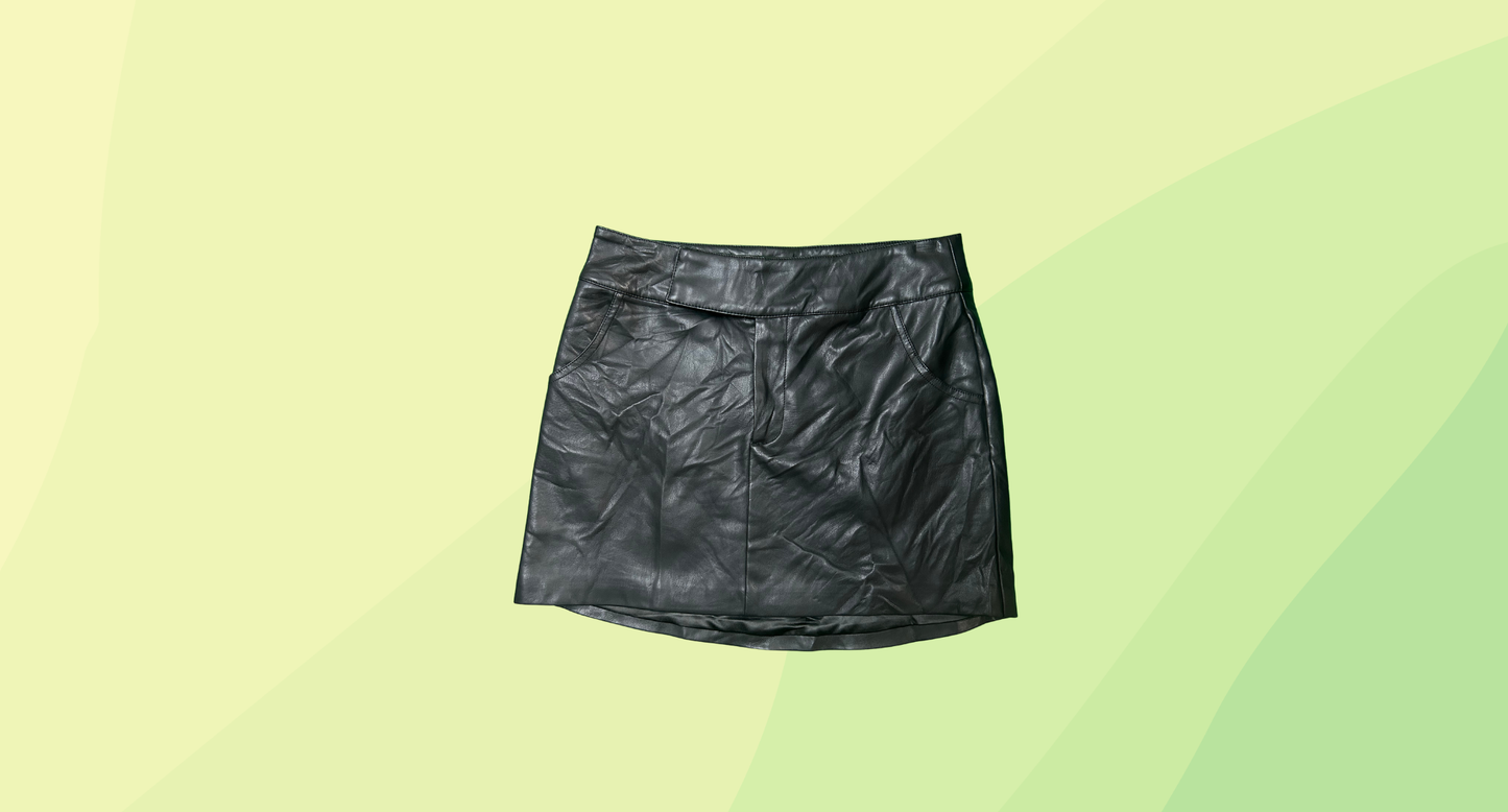 Meshki Kristen Faux Leather Mini Skirt - M - Black