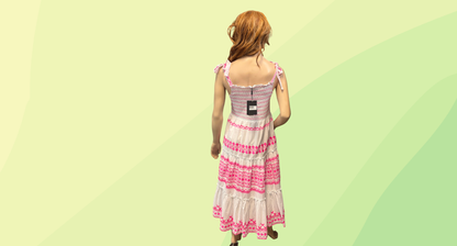 Decjuba Flora Embroidered Maxi Dress RRP $179.95 - Size 12 - Pink/White