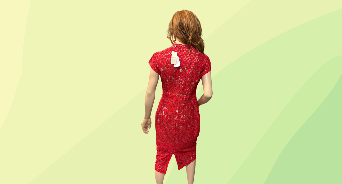 Lover Libra Midi Dress RRP $895 - Size 14 - Red