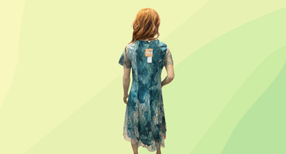 Noni B Printed Lace Dress RRP $179.99 - Size 16 - Dusty Turquoise