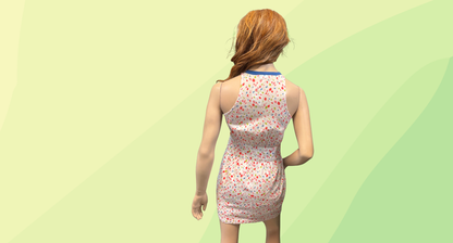 Sass & Bide Ruffle Front Dress - Size 38 - White/Blue Trim