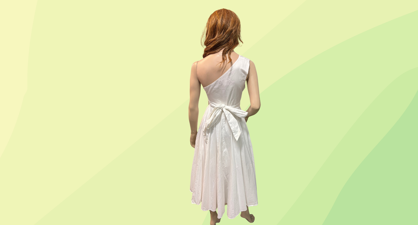 Seed Cotton One Shoulder Dress - Size 10 - White