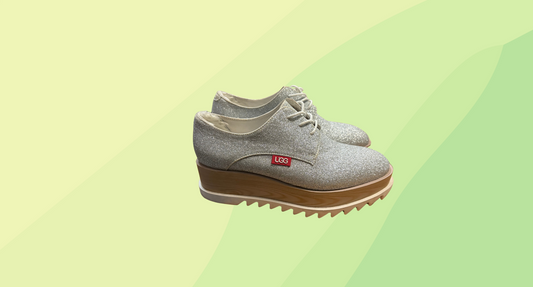 Aussie Ugg Connection Sparkle Platform Oxfords - Size 4 - Silver