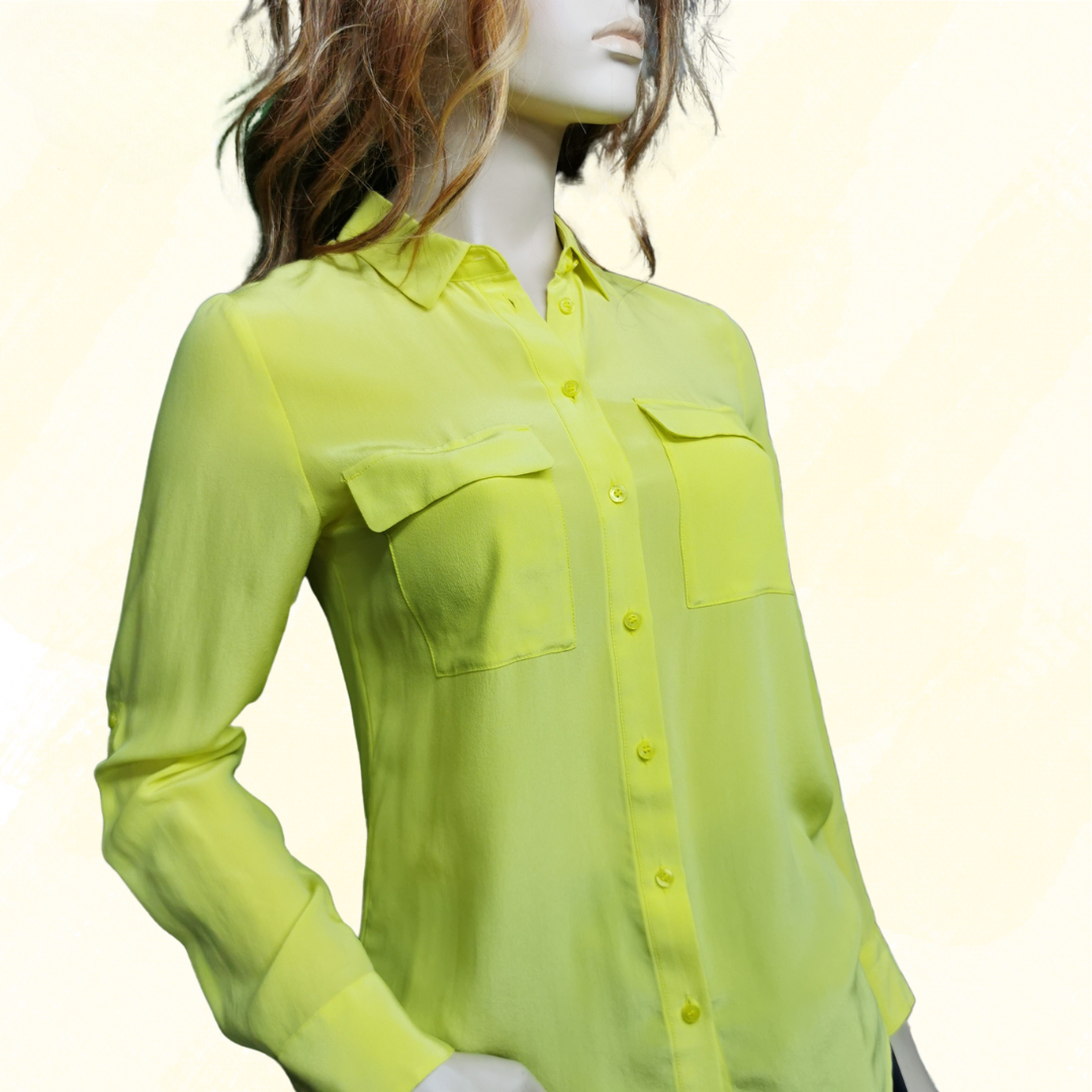 Marcs Sofia Silk Shirt - Size 6 - Soft Lemon