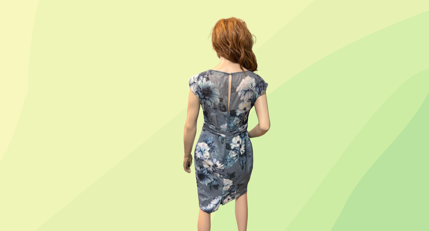 Lipsy London Dress RRP $189 - Size 14 - Ash Blue Floral