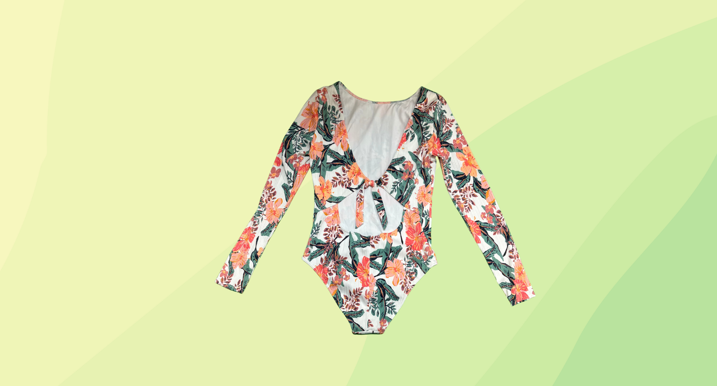 Roxy Just Shine One Pce Swimsuit RRP $ 119.99 - Size 12 - White/Floral