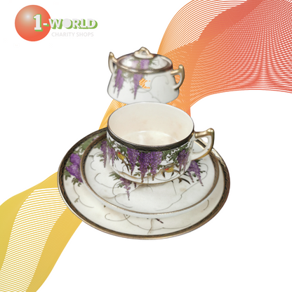 Y.Taniguchi Wisteria - Plate, Saucer, Cup & Sugar Pot