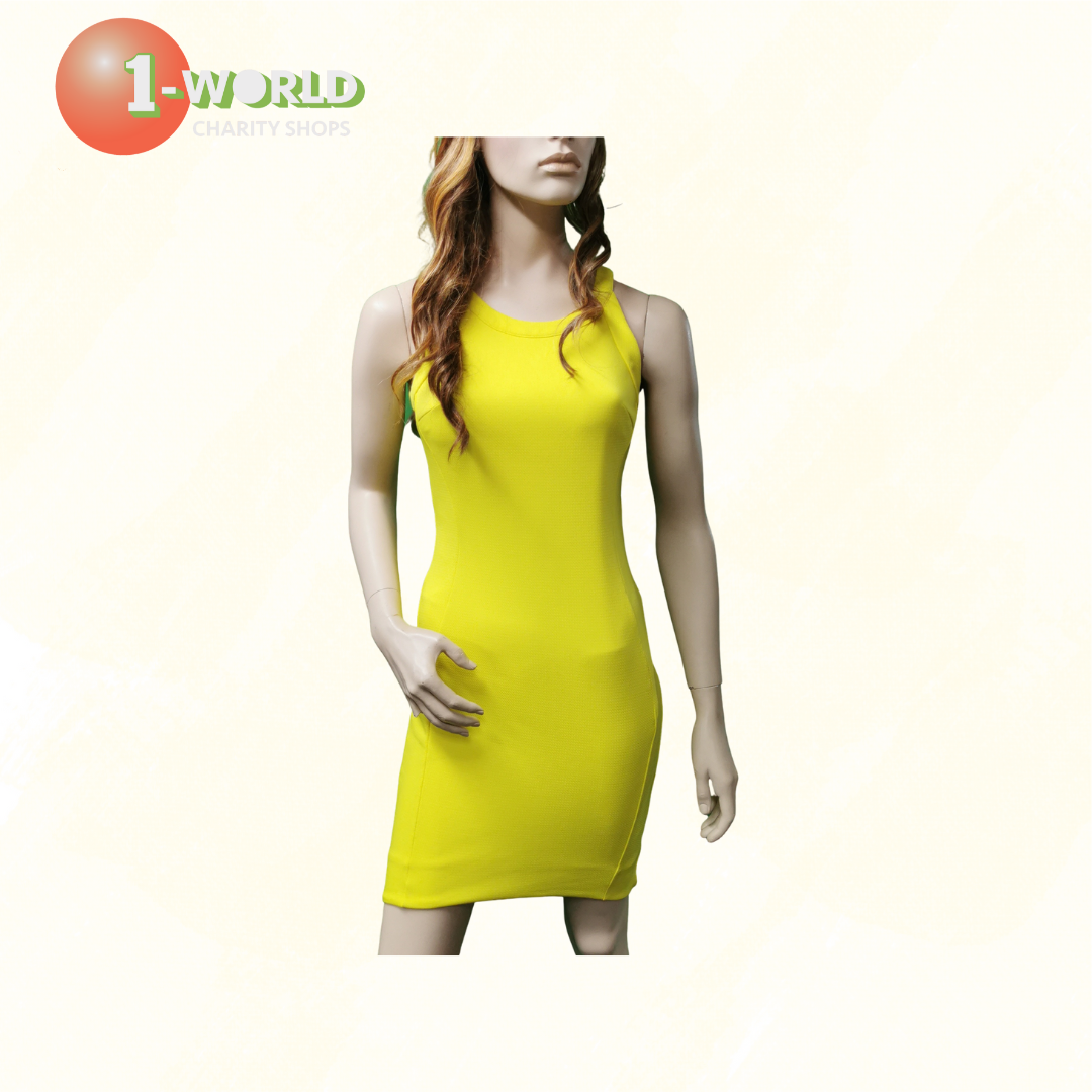 Fresh Soul Fitted back cut out Dress - 10 Yellow