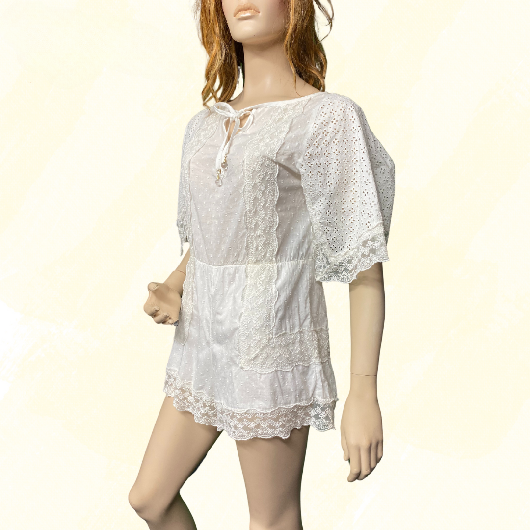 Tiger Lily Elati Playsuit - White Lace overlay RRP $329 - White - Size 6