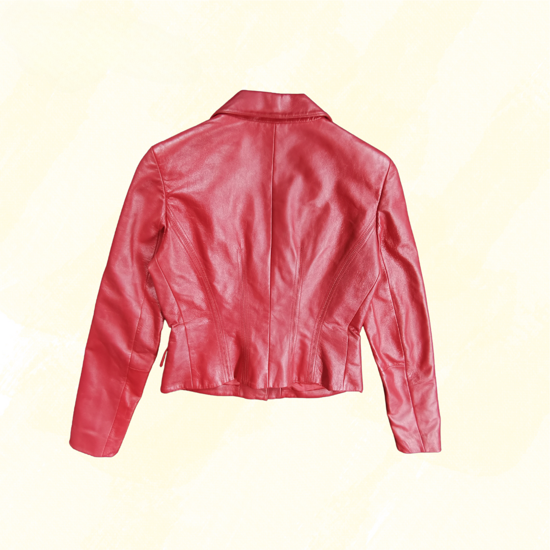 Cache Leather Jacket - Size 8 - Pink