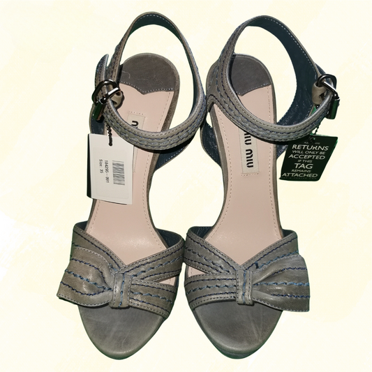 Miu Miu Slight Wear on Sole Platform Heels - 35 - Blue Grey