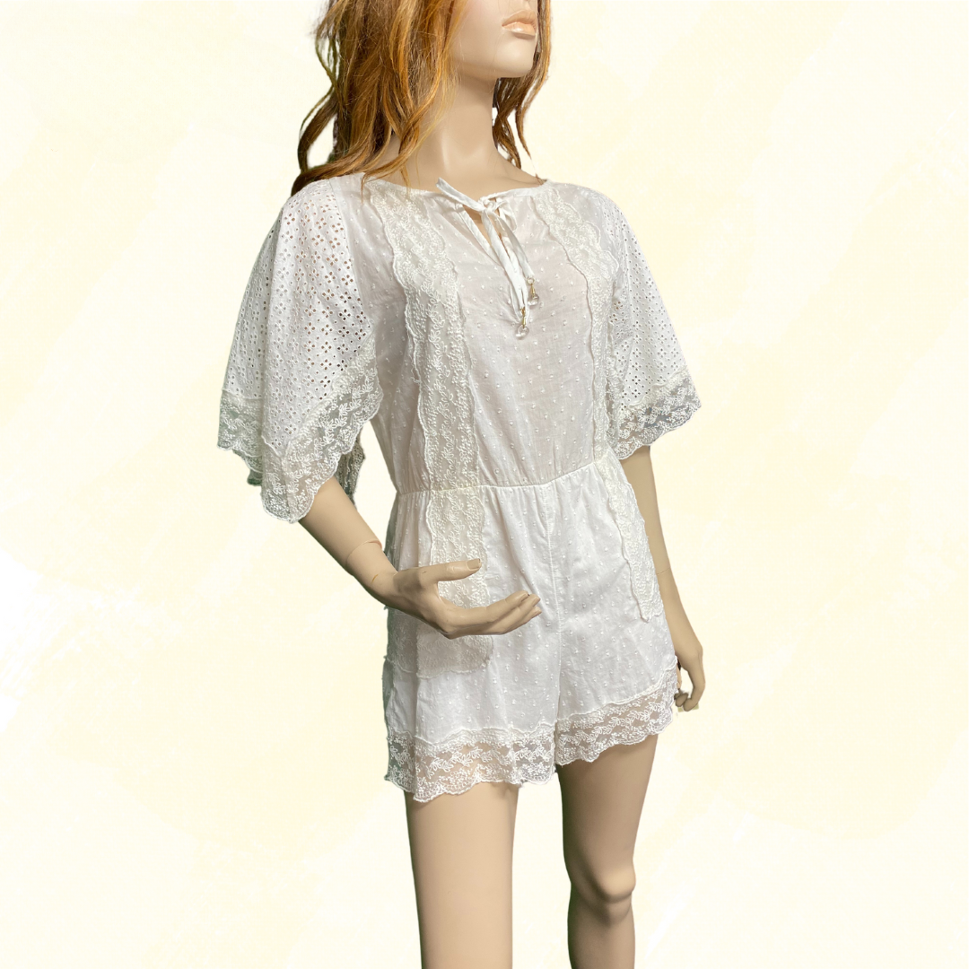 Tiger Lily Elati Playsuit - White Lace overlay RRP $329 - White - Size 6