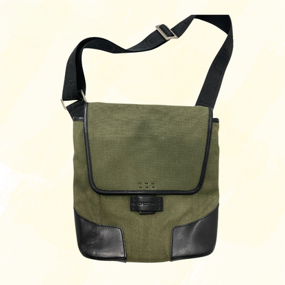 Oroton Canvas/Leather Crossbody Bag - Green