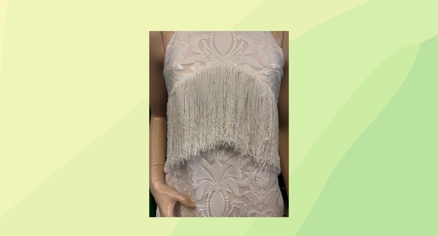 Carla Zampatti Fringe Dress - Size 10 - White