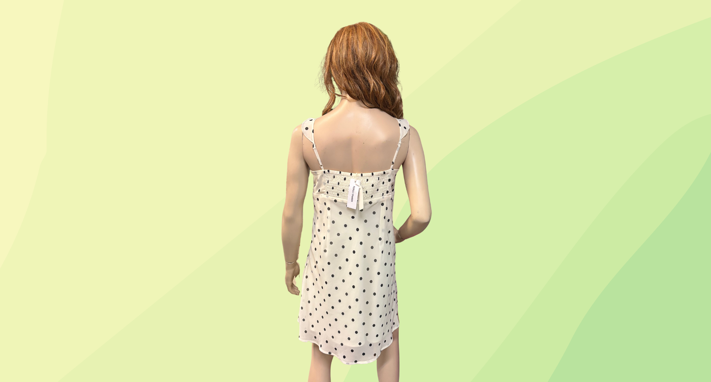 Perfect Stranger Polka Wash Mini Dress - Size 16 - Cream Print - RRP $110