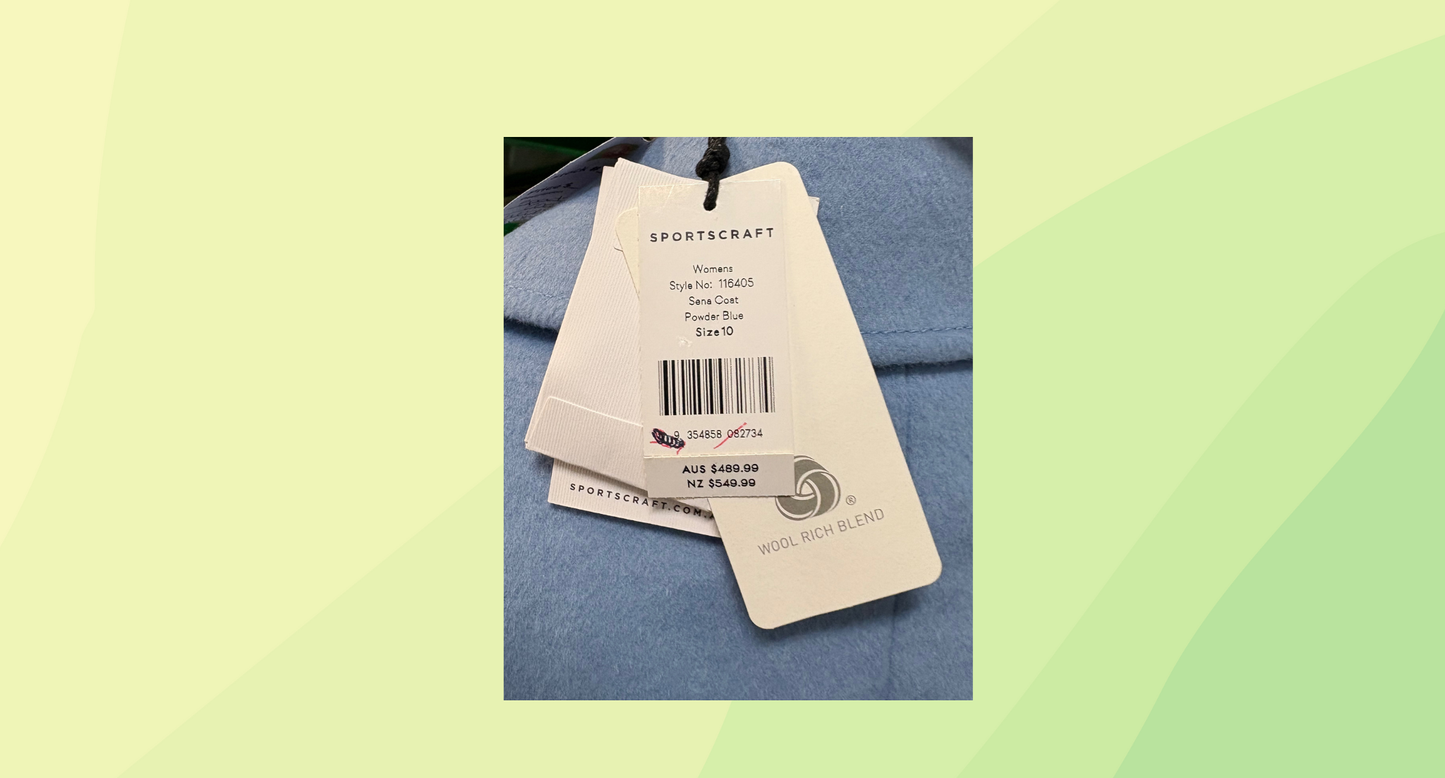 Sportscraft Woolblend Sena Coat RRP $489.99 - Size 10 - Powder Blue