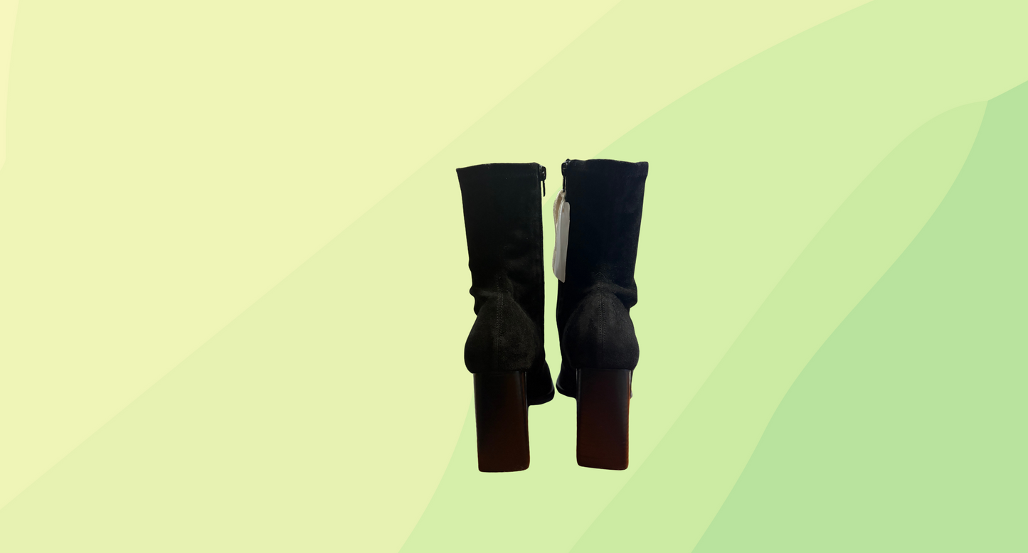 Tony Bianco Ines Black Stretch Kid Suede Boots - Size 10 - Black
