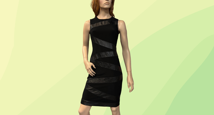 Joseph Ribkoff Leather Strip Dress - Size 10 - Black