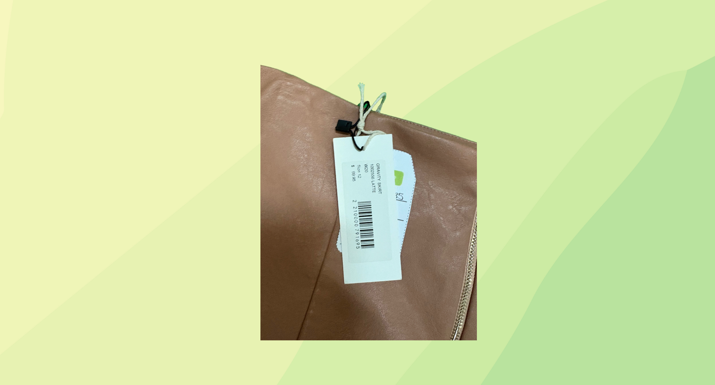 Sheike Faux Leather Gravity Skirt RRP $99.95 - Size 12 - Latte