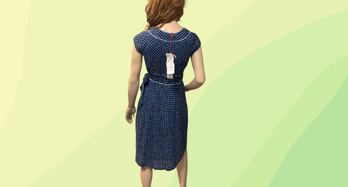 Boom Shankar Violet Wrap Dress RRP $110 - Size 10 - Sand Dollar Block Print