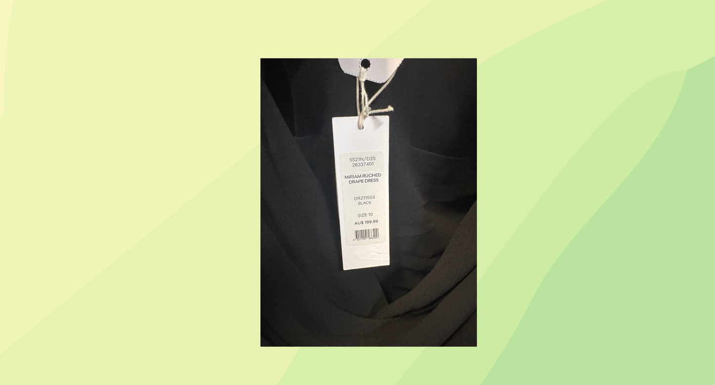 Forever New Miriam Ruched Drape Dress RRP $199.99 - Size 10 - Black