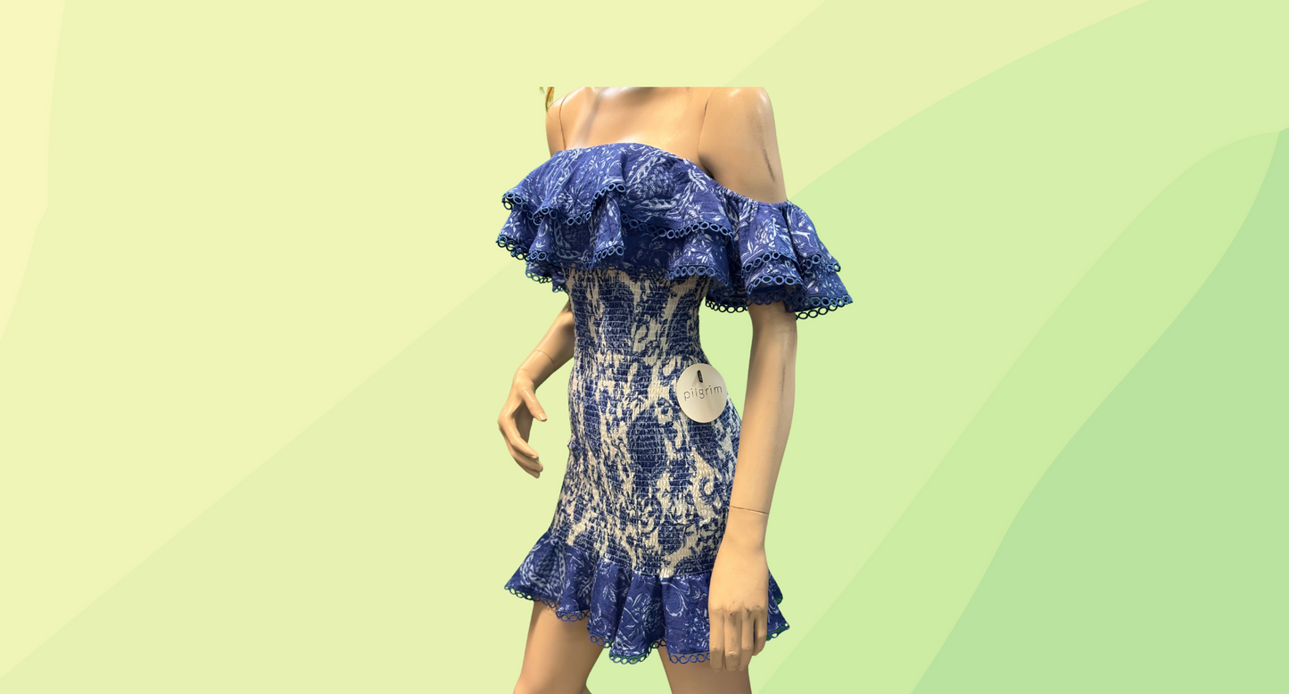 Pilgrim Deacon Mini Dress - 10 - Blue RRP $189.95