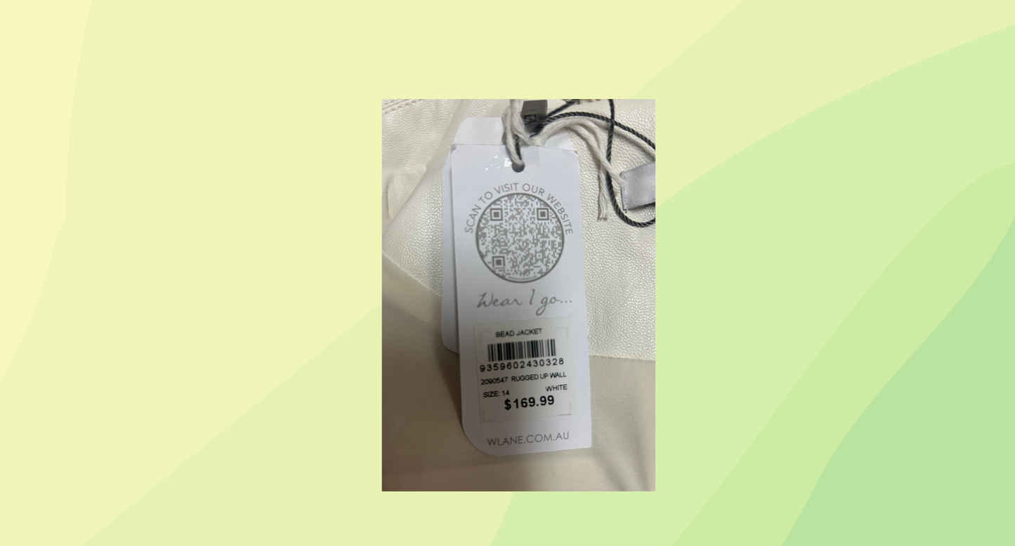 W Lane Rugged Up Wall Bead Jacket RRP $169.99 - Size 14 - White