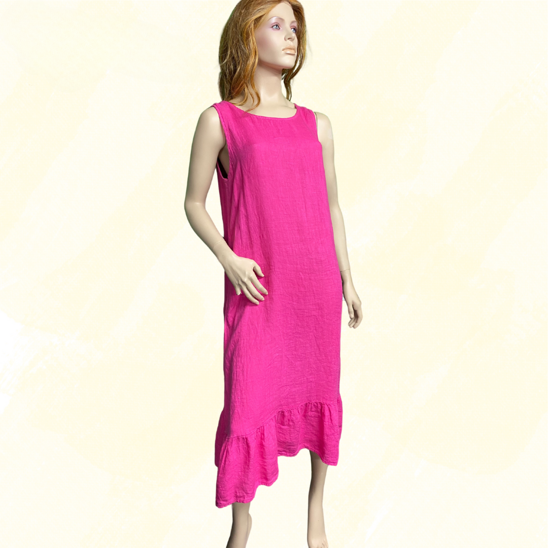 Terzo Millennio 100% Linen Dress - Pink M