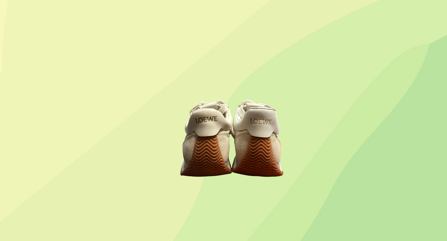 Loewe Flow Runner Leather Trimmed Suede and Nylon Sneaker - Size 36 - White