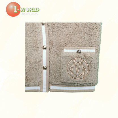 Maje Button Up Fleece Vest -  1 Beige