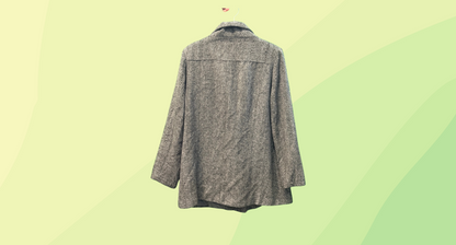 Soda Classic Australian Wool Blend Herringbone Jacket - Size 14 - Grey/White