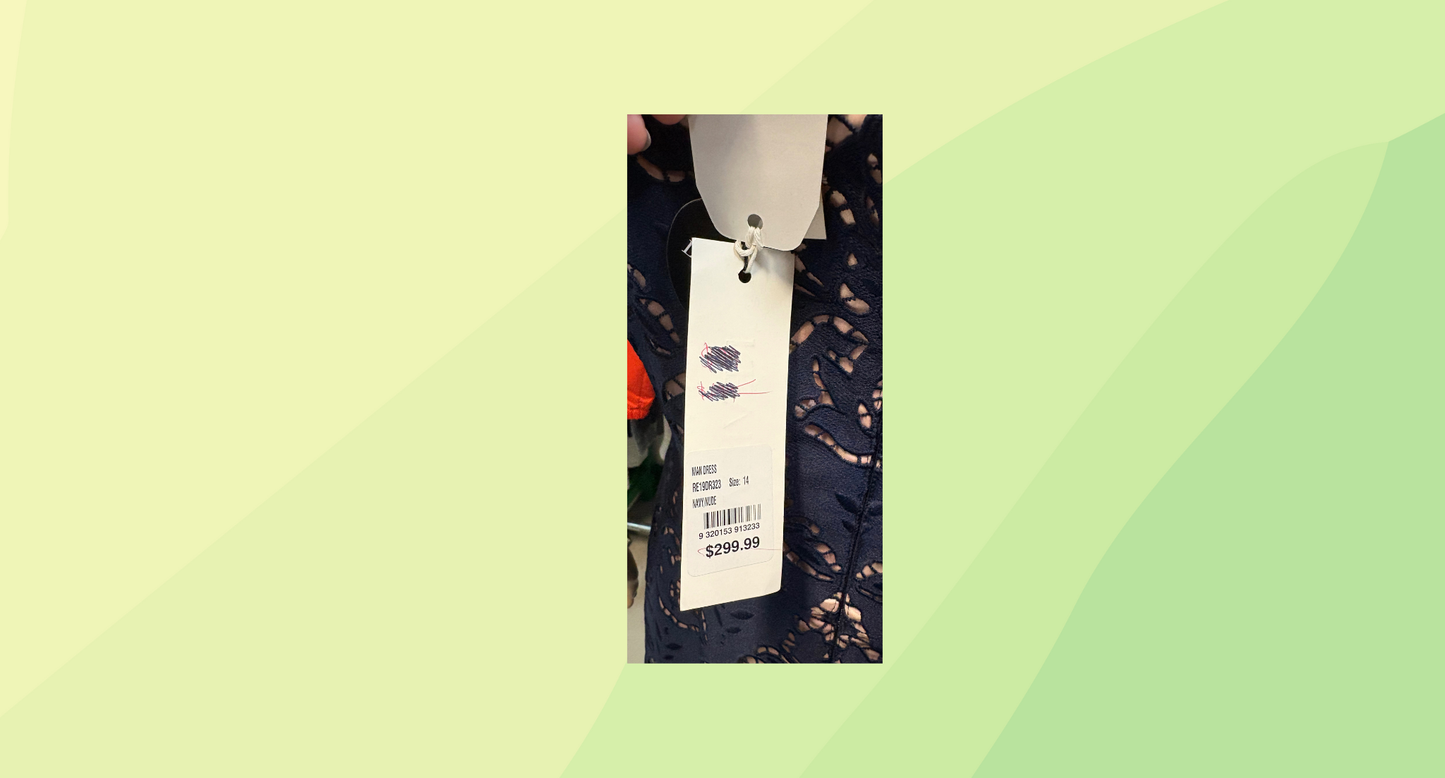 Review Nian Dess RRP $299 - Size 14 - Navy/Nude