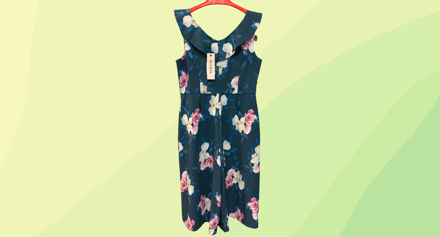 Review Whisper Floral Jumpsuit RRP $279.99 - Size 16 - Teal/Multi